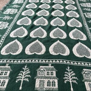 Vintage cottage core heart and home throw blanket double sided 38x58